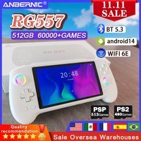 NEW ANBERNIC RG557 Handheld Video Game Console 5.48" AMOLED Screen Android 14 5500mAH WIFI 6E BT5.3 RGB Lighting PSP PS2 Game