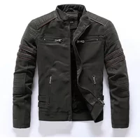 New Men's Leather Washed Leather Jacket Motorcycle Plus Fleece Splicing European and American Men's Leather Cosplay Coat