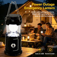 Rechargeable Solar Camping Lantern, Collapsible Waterproof LED Light with USB for Hiking, Fishing, Emergency, Power Outage