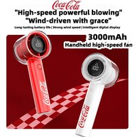 Coca Cola Portable Handheld Fan 3000mAh USB Battery Rechargeable High Speed Fans LED Digital Display For Travel Camping Outdoor