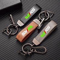 Leather Multiple colors Luxury Car KeyChain Genuine Key Chain Pure Color Buckle Accessories For Skoda Superb Octavia Vrs Emblem