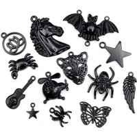 New Fashion Black Plated Charms Spider Star Wings Butterfly Horse Metal Alloy Pendant DIY Charms for Jewelry Making Findings