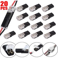 Locking Plug-In Dual-Wire Connectors 2-Pin 2-Way Universal Compact Car Wire Cable Connector Quick Splice Crimp Terminal 18-22AWG