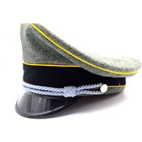 Cosplay WWII German Elite Woolen Visor Hat Cap W Yellow Piping Reproduction