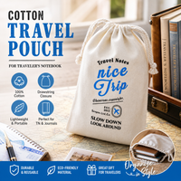 Cotton Canvas Drawstring Storage Bag Multipurpose Stationery Cosmetic Storage Sack Handmade Gift for Travel Journal Lovers