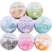 JIANWU Color Ink Word Language Series Vintage Watercolor Smudge Landscape Material Collage PET Tape Creative Journal Stationery