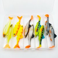 10 Pcs Fishing Lures Soft With Box Artificial Bait T Tail Fishing Gear