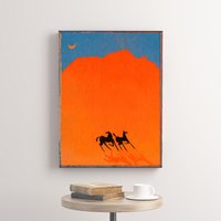 Retro Abstract Animal Canvas Painting Cat and Horse Vintage Wall Art Print Poster for Living Room Bedroom Home Decor