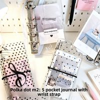 Transparent Polka Dot Notebook Ins Style M2.5 Mini Binder 6 Ring Loose Leaf Pocket Diary Notepad Postcard Sticker Storage Book