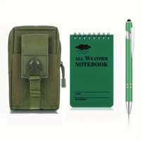 3Pcs,1 waterproof notebook with 1 waterproof pen and 1 tactical bag waterproof organizer 3 Pocket notebook for outdoor recording
