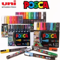 Uni Posca Art Marker Set 7/8/12/16 Colors Acrylic Paint Pens PC1M PC3M PC5M Fine Point Pen Tips for Art Supplies Fabric Markers