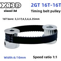 GT2 2M Synchronous Wheel 16T&16Tooth Timing Pulley Belt Set Aperture 3.17/4/5/6mm Width 6/10mm Tensioning Wheel 3D Printer Parts