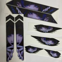 AliExpress NONE 8Pcs/set, pink series and purple and blue series, manga eye stickers, suitable for bicycle frames, in JDM style, decorative