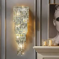 Hotel Lobby Crystal Wall Lamp Modern Corridor Bedroom Staircase Indoor Lighting Villa Duplex Background Living Room Decor Home
