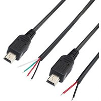 Mini USB Male Pigtail Power Data Cable 5V 3A Mini-B Plug to 4 Pin (2 pin) Bare Wire Open End Connector Charge Cord 22AWG