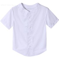Kids Baseball Jersey Button Boys Short Sleeve T Shirts Hip Hop Fashion Casual Sports Solid Color Shirt YOUR TEAM