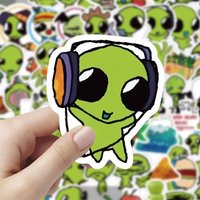 114Pcs Cute Green Alien Meme Stickers for Office Decor/Office Labels/Envelope Seals/Party Supplies Universal Stationery Stickers