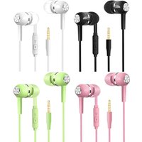 1/2/3/4pcs Wired In-Ear Super Bass Crack Colorful Headset Earbud With Microphone Hands Free Sport Earphone For Android IPhone