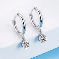 Elegant 925 Sterling Silver Exquisite Round Zircon Earrings for Women Fashion Party Wedding Accessories Jewelry