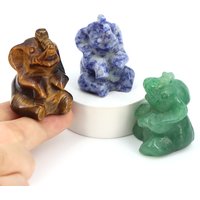 Natural Rose Quartz Amethyst Hand Carved Crystal Elephant Figurin Home Decoration Mini Animal Handicraft Feng Shui Ornament Gift