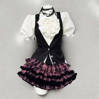 Women Puffy Skirt Cake Dress Love Printed Flower Short Patchwork Clothing Y2k Vintage High Waist Harajuku Streetwear Design