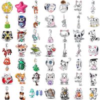 2026 925 Silver Animal Series Rabbit Cat Pendant Dangle Charm Bead Fit Original DIY Bracelet Women's Jewelry Anniversary Gift