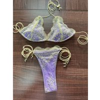 Sexy Micro Thong Triangle Swimwear Sexy Lace Bikini Set 2026 Swimsuit Women 2 Piece Beachwear Bandage Bathing Suits Beach Wear