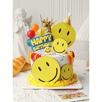3pcs/set Smile EVA Birthday Cake Baby Shower Wedding Party Cupcake Topper For Kids Boy Birthday Party Cake Decor Gifts