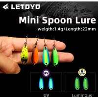 LETOYO 1.4g 22mm Copper Spoon Spinner Fishing Lure UV Luminous Coat S-shaped for Trout Bass Pesca Tackle
