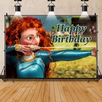 Disney Brave Heart Legend Merida Cartoon Cute Girls Birthday Party Banner Backdrop Custom Kid Room Photo Poster Decor Background