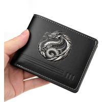 Portable Men's Coin Wallet with Dragon Pattern Zipper - ID Card Credit Card Storage Coin Holder for Men
