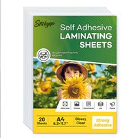 20/50 Sheets A4 Self-Adhesive Cold Laminating Sheets - No Heat/Machine/, Self-Sealing Pouches for Instant, Glossy for ID Badges
