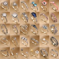 2026 New 925 Silver Bow,Lotus Flower,Heart-Shaped Ring,Size 6 7 8 9,Suitable for High-end Jewelry for Women's Weddings