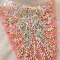 Multicolor Pink Bead Collar, Shining Sequins Applique, Embroidery Patches, DIY Sewing Children's Clothing Materials