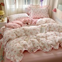 Ruffles Bedding Set Floral Style Duvet Cover Pillowcase with Bedsheet Skin-friendly Bed Linen Set Girls Room Bedclothes 이불세트 image 3