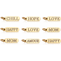 5Pcs Hope/Love/Mom Charms Stainless Steel Rectangle Family Letter Word Pendants DIY Necklaces Bracelets Tail Tag Jewelry Making