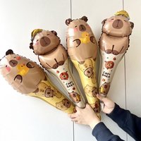8/4pcs Cartoon Animal Capybara Balloon Hand stick Foil Balloon Set for Kids Birthday Baby Shower Party Decoration Supplies Set