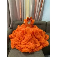 Custom Sequin Ruffle Flower Girl Dress Bow Wedding Pageant Gown For Kids Girls Birthday Party Formal Special Occasion