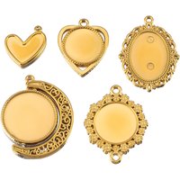 1pc Stainless Steel Vintage Heart Round Pendant Blank Trays Domed Embossed Base Trays DIY Necklace Pendant Jewelry Accessories