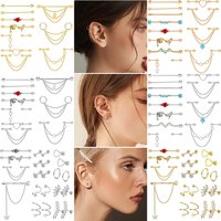 13PCS/Set Stainless Steel Industrial Piercing Chain Dangle Barbell Cartilage Helix Industrial Barbell for Women Men Piercing