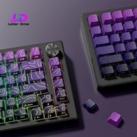 2026 OEM Profile PBT Keycaps 133+ Keys Contour Gradient Crack Pattern Black Purple Side Printed for 61-108 Mechanical Keyboards