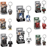 FUNKO POP Star Wars the Mandalorian Darth Vader Stromtrooper R2-D2 BOBA FETT Keychain Toys Kid Pendant Figure Collection Toy