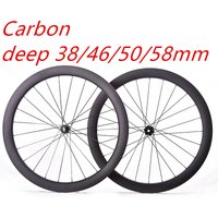 700C Road Bike Carbon Disc Brake Wheels Deep 38/46/50/58mm Clincher/Tubeless Bike Wheel Carbon Road Disc Wheelset