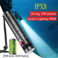 2000mah Professional Diving Flashlight High Powerful Underwater Flashlights IPX8 Waterproof Underwater Lantern Fishing DiveTorch