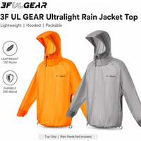3F UL GEAR Ultralight Hooded Rain Jacket Top 15D Nylon 20D Dyneema-Blend Outdoor Waterproof Pullover Raincoat for Hiking Camping
