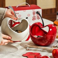 Light Luxury High-end Fruit Basket, Heart-shaped Apple Shelf, Living Room Household High-value Appearance Ceramic Decorations