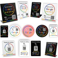 NFC Stand 215 Programmable QR code TAP Google Review Acrylic Stickers Card NFC Station Table 13.56Mhz Waterproof NFC Review Card