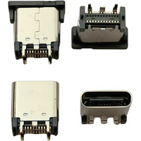Micro USB 3.1 Type C Jack Plug Female Socket Connector Full Sticker 24 Pin Vertical 180° Degrees 5.6-9.3H Height SMD SMT DIY PCB