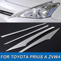4PCS Car Headlight Side Trim Strips Stainless Steel Exterior Trim Car Front Light Chrome Styling Decoration for Toyota Prius A Z