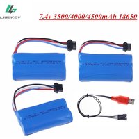 18650 7.4V 3500Mah/4000/6800mAh Li-ion battery SM4P plug/Charger for Udi007 Udi001 UDI002 UDI902 HJ806 960 961 RC racing boat